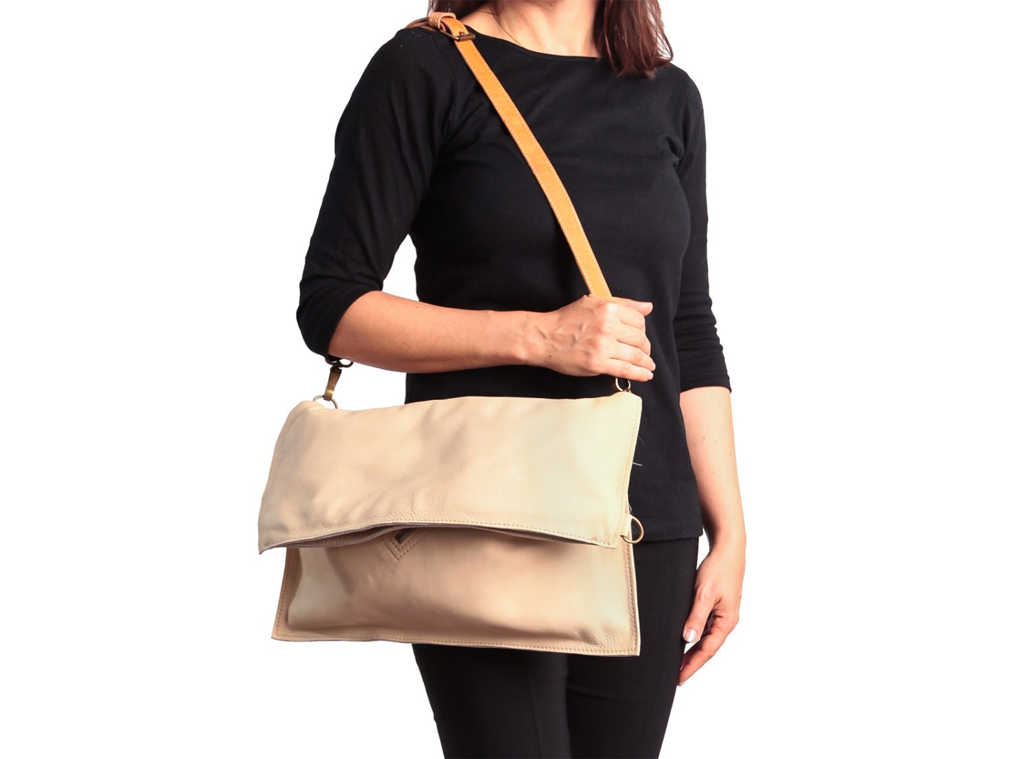 Foldover Bag With 6 Pockets Oversized Crossbody Bag in Soft Etsy