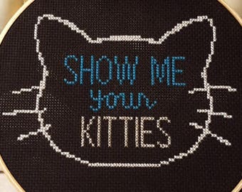Show me your kitties easy cross stitch pattern- instant PDF download