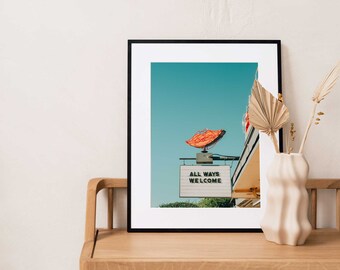 ALL WAYS WELCOME, Austin Motel Sign Print