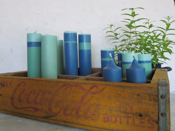 navy pillar candles