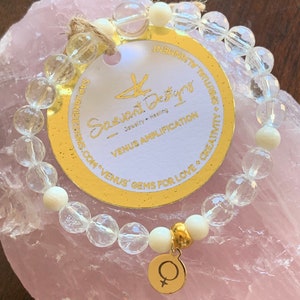 Shukra~Venus Graha Remedy Stretch Bracelet I Vedic Astrology I Jyotish Remedy I Quartz Crystal I White Coral I Zodiac I Libra I Taurus I