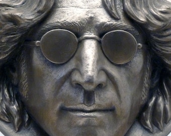 John Lennon portrait wall-hanging sculpture cast in bronze, brass or aluminium