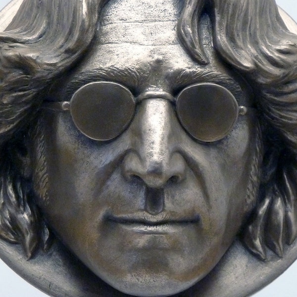 John Lennon portrait wall-hanging sculpture cast in bronze, brass or aluminium