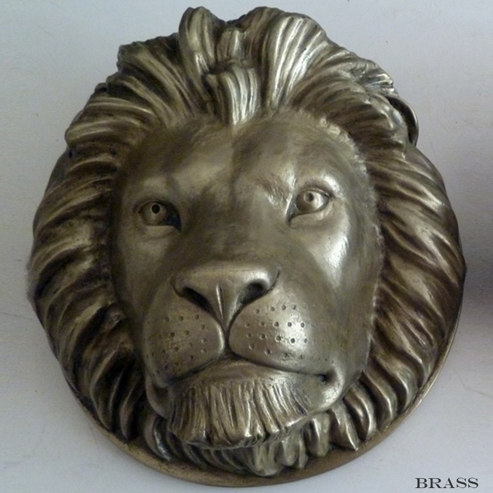 Lion Head wall plaque cast in brass or bronze resin Etsy