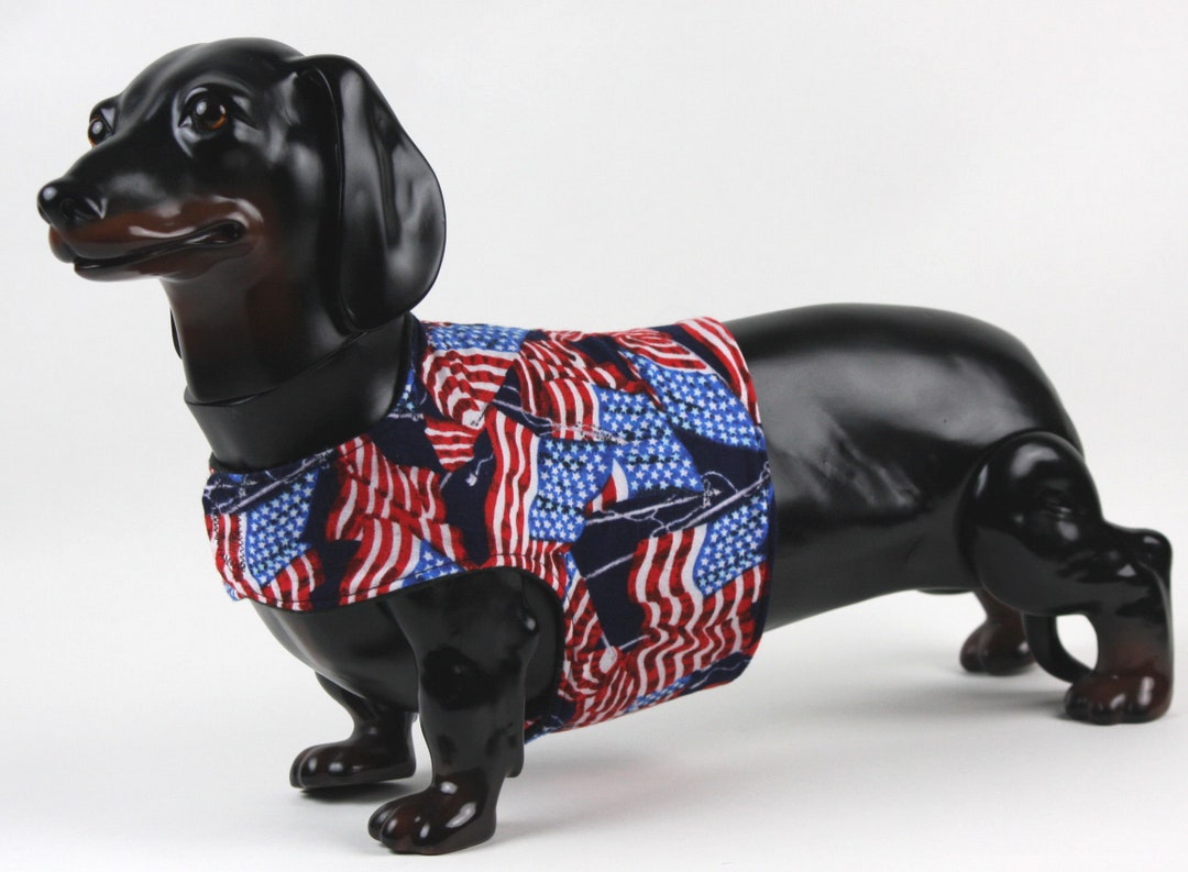 Patriotic Dog Shirt, American Flag Dog Coat, Flannel Dog Jacket, Red