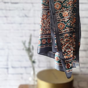 Blue Patterned Silk Desco Scarf