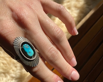 Vintage Sterling Silver + Turquoise Ring No. 14