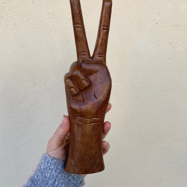 Handmade Wooden Peace Hand