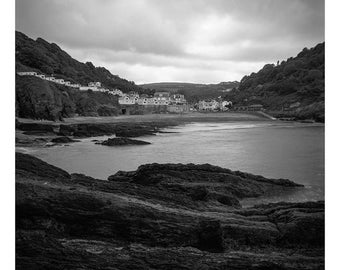 Hele Bay, Devon Signed Art Print / Black and White Coastal Photography / Seascape Beach Photo
