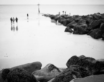 Sheringham Beach, North Norfolk Schwarz-Weiß signierter Kunstdruck / Strandfotografie / Küstenfoto