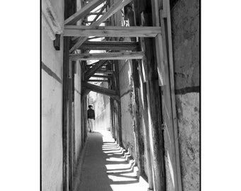 Light, Medina, Fes, Morocco Signed Art Print / Architecture Photographic Print / Moroccan Black and White Photography