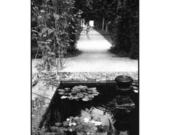 Impression d'art signée Château Champs de Bataille, France / Photographie noir et blanc / Photo Château Français