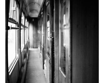 North Norfolk Railway Signed Art Print / Black And White Railway Carriage Photography / Train Interior Photo