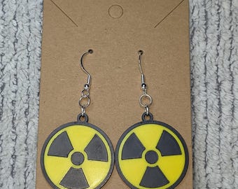 Radioactive Symbol Earrings | 3D Printed Science Jewelry | Nuclear Engineer Gift