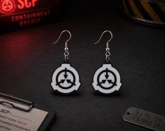 SCP Earrings | SCP Foundation Logo Jewelry | 3D Printed Secure Contain Protect Gift
