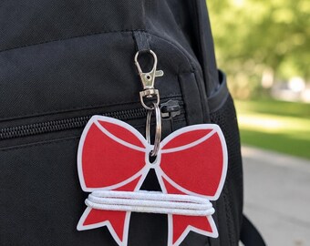 Bow Hair Tie Holder Keychain, Cheer Dance Bag Charm, Ponytail Organizer, Cheerleader Gift