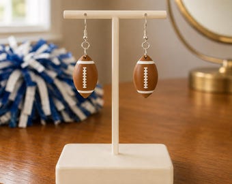 Football Earrings, 3D Printed Game Day Dangles, Football Mom Gift