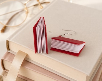 Miniature Book Earrings, 3D Printed PLA Jewelry, Book Lover Gift