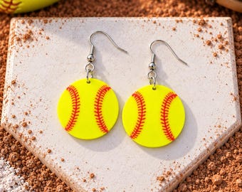 3D Printed Softball Earrings, Game Day Jewelry, Team Color