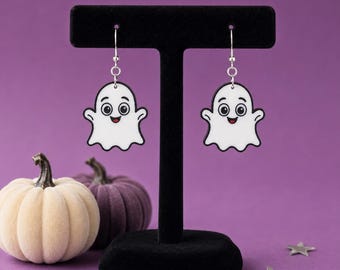 Ghost Earrings, Witchy Halloween Earrings, 3D Printed Spooky Jewelry