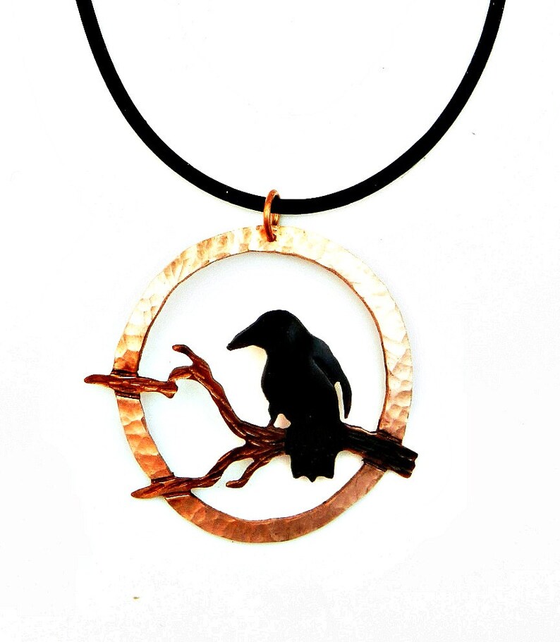 Crow necklace crow pendant raven jewelry crow art copper Etsy