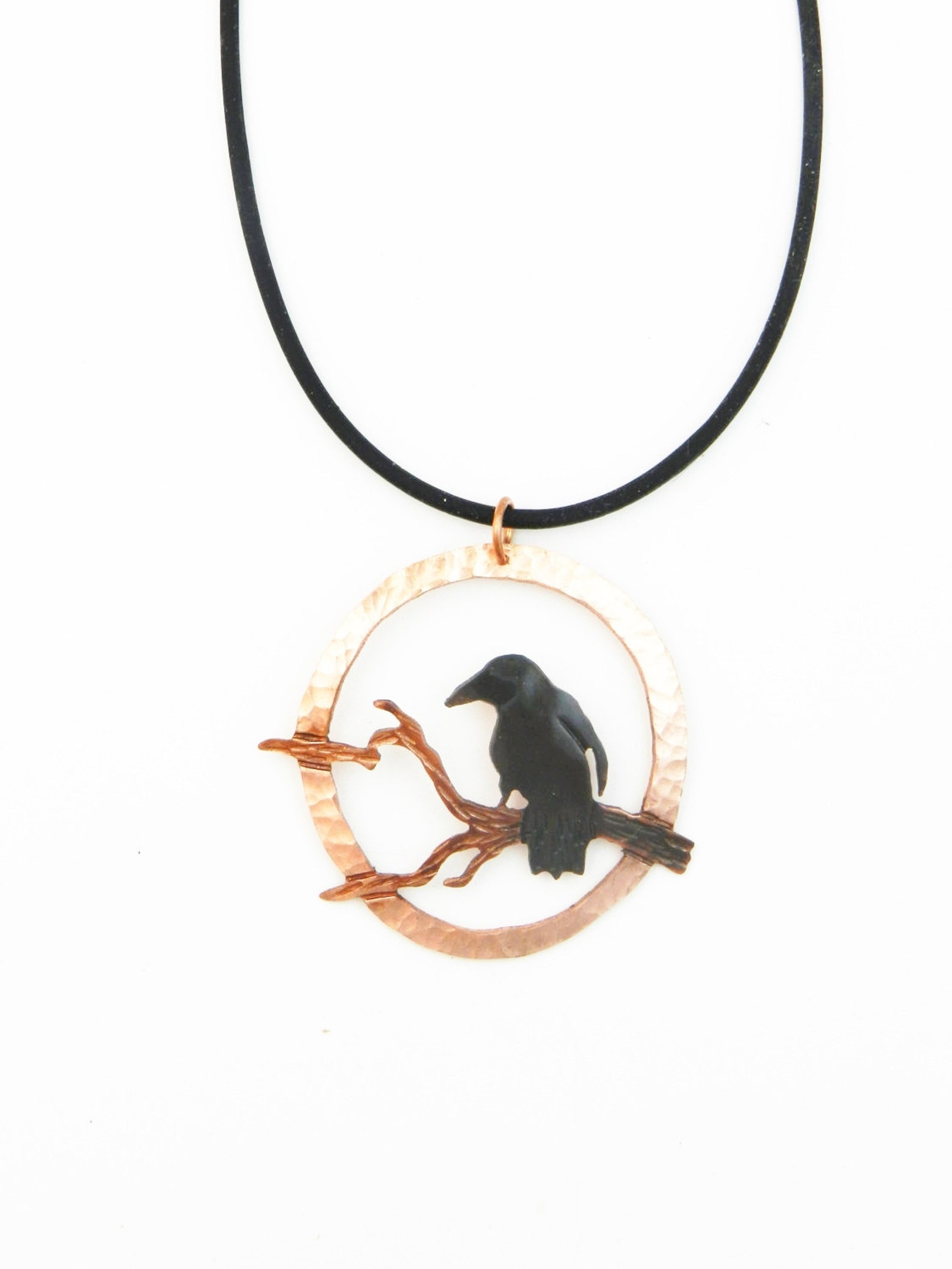 Crow necklace crow pendant raven jewelry crow art copper Etsy