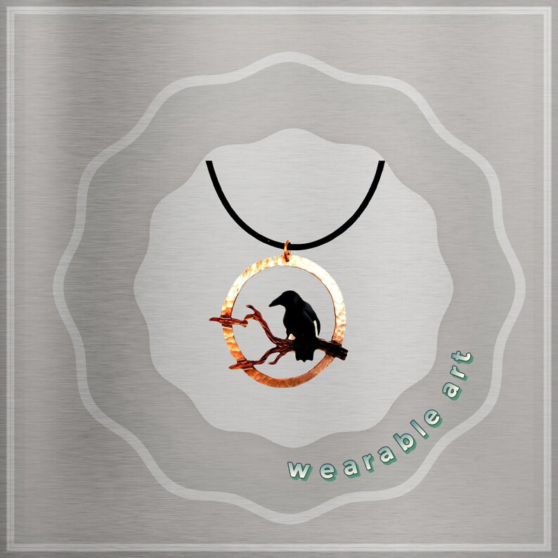 Crow Necklace Crow Pendant Raven Jewelry Crow Art Copper Etsy
