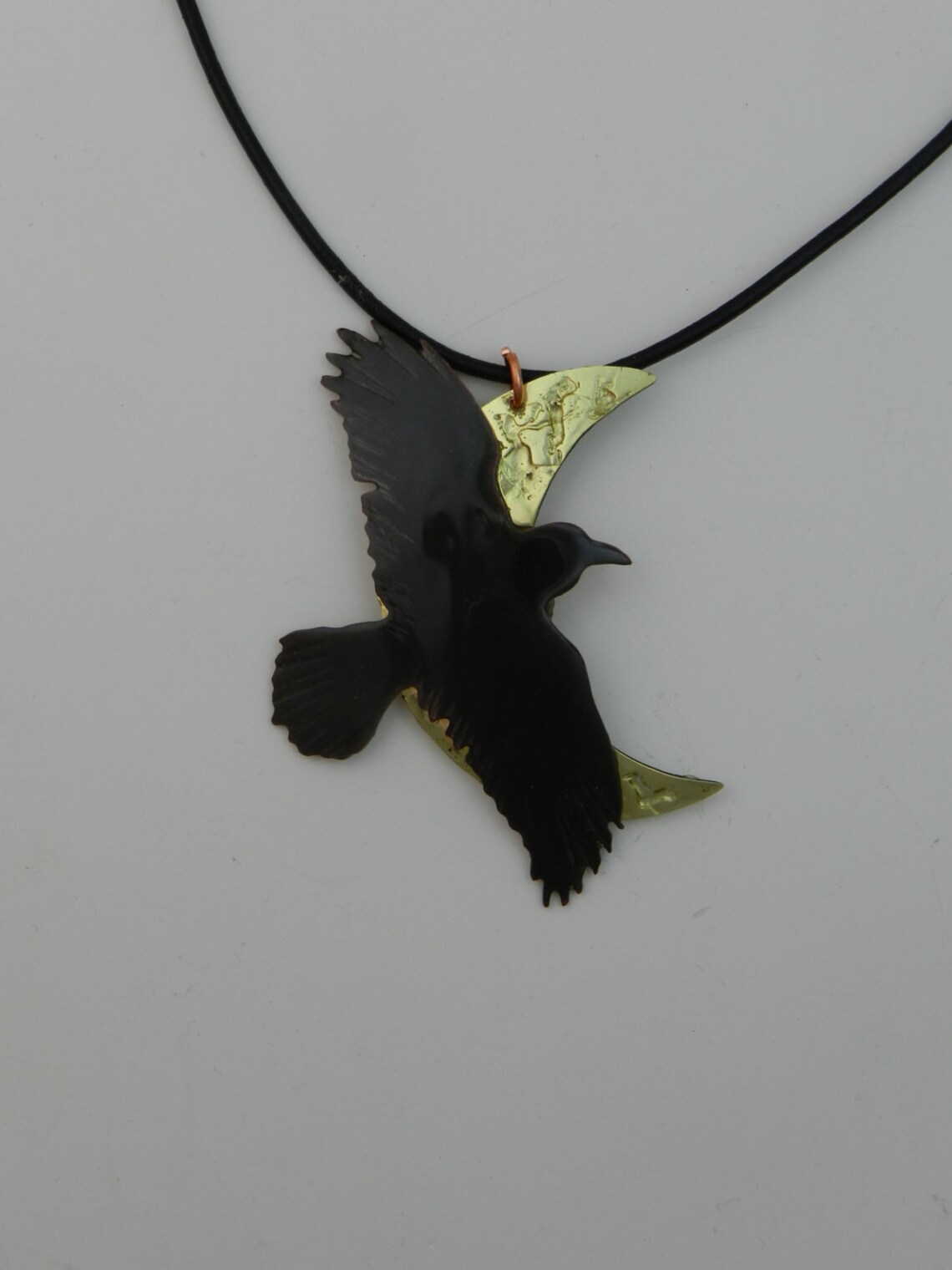 Crow Pendant Raven Necklace Crow Jewelry Moon Necklace Etsy