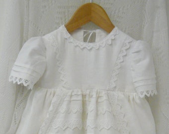 Christening Gown With Lace Bodice in Irish Linen: The Waterford With Lace Bodice