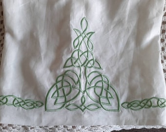 Celtic Embroidered Christening Gown in Irish Linen: The Green Kilkenny