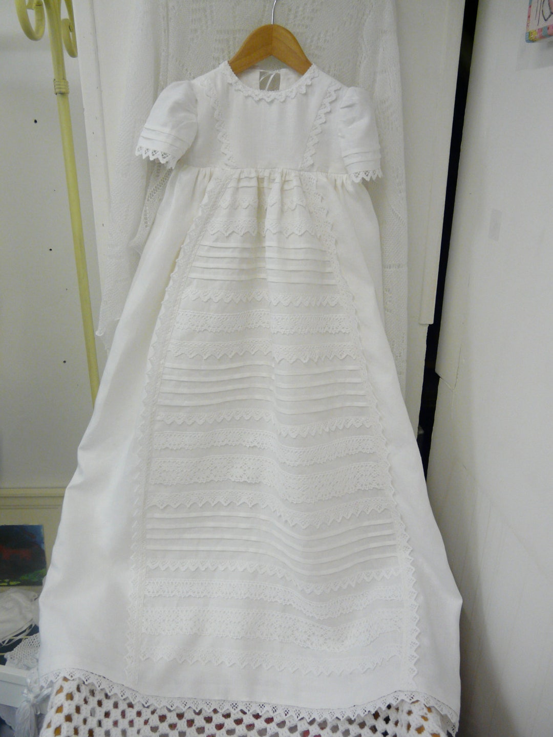 Christening Gown With Lace Bodice in Irish Linen the Waterford With