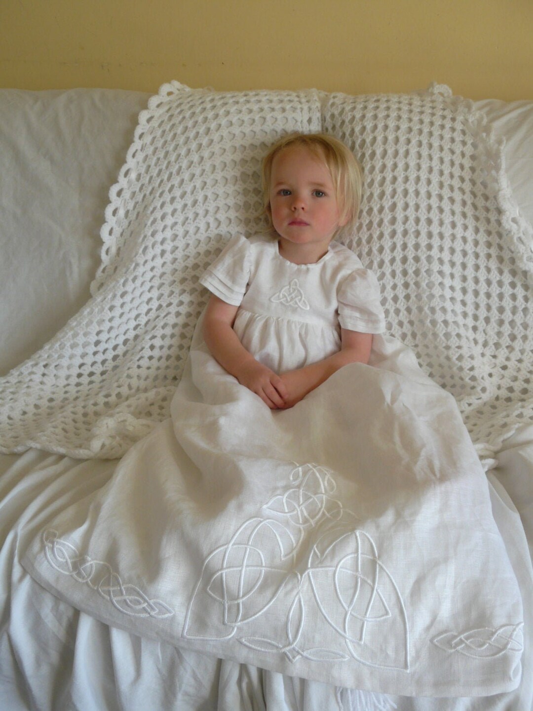 Celtic Embroidered Christening Gown in Irish Linen the Kilkenny Etsy