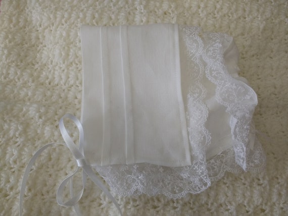 Irish linen baby bonnet outlet
