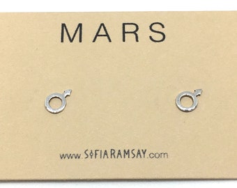 Mars Symbol Earrings . Star Sign Studs . Aries Birthday Gift . Scorpio Gifts . Born in April . Gifts for Him . Sailor Moon Celestial Jewelry