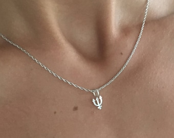 Neptune Necklace Silver Symbol Planet Sign Pendant / Astrological Glyph / Gift for Pisces Mom / Personalized Zodiac Pendant / Sailor Moon