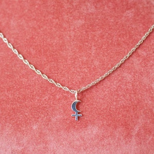 Lilith Symbol Necklace / Dark Feminine Energy / Silver Planet Sign Pendant / Crescent Cross Charm / Astrological Jewelry / Sailor Moon Gift