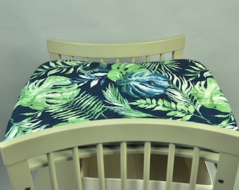 X2 Stokke Pflege Wechselmatte Pad Bezug Wasserdicht Tropical Monstera/Jungle Grün