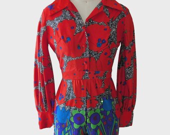 1960’s 1970s Vintage Pop Art Romper Size Small Extra Small S XS