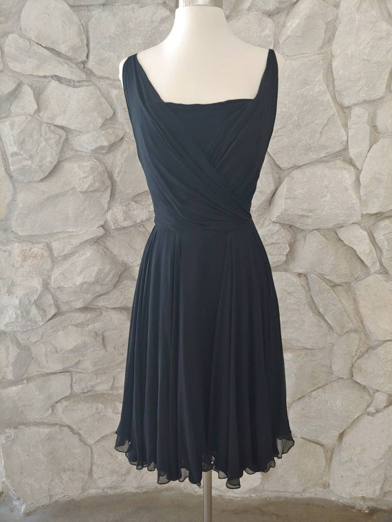 1960s Black Chiffon Dress