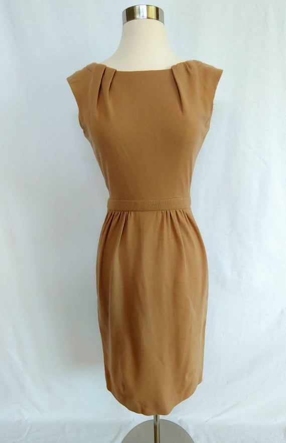 1950s Carlye Camel Wool Day Dress