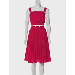 Fuschia Snidel Two Piece Set Pleated eyelet with rhinestone buttons Size Small Extra Small