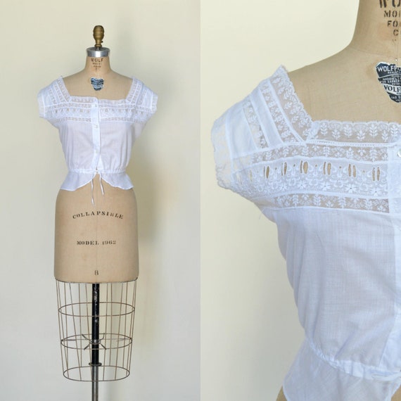 Vintage 1900s Edwardian Camisole --- Antique White
