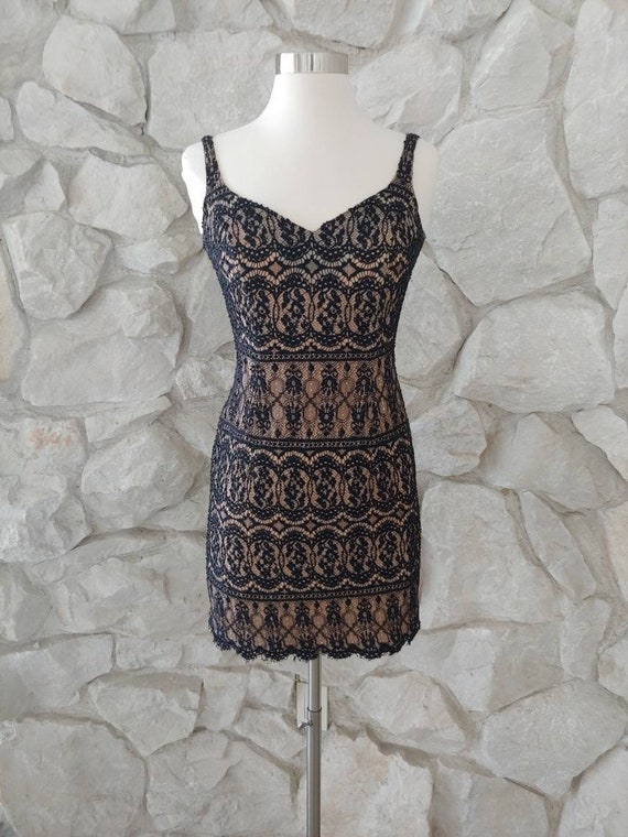 1990s Vintage Cache Beaded Cocktail Dress | XS | 2