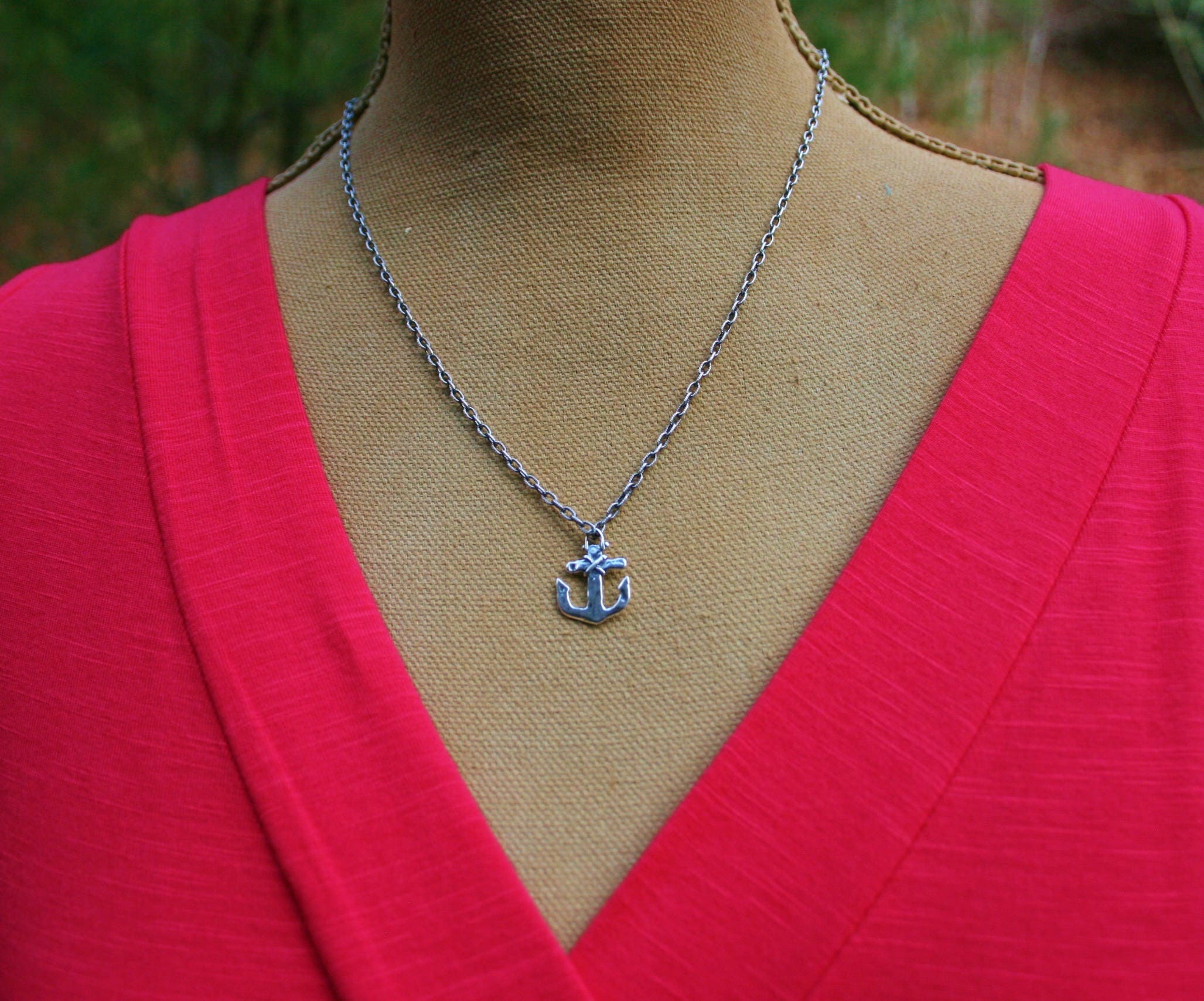 PETITE Sterling Silver Anchor Necklace Couples Anchor Etsy