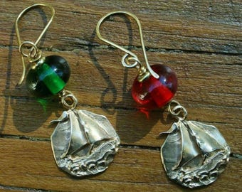 PORT 'N STARBOARD SAILBOAT Earrings! Sterling Silver Sailboat, Nautical Jewelry, Artisan Beach Jewelry, Yacht Club Jewelry, Cruisewear