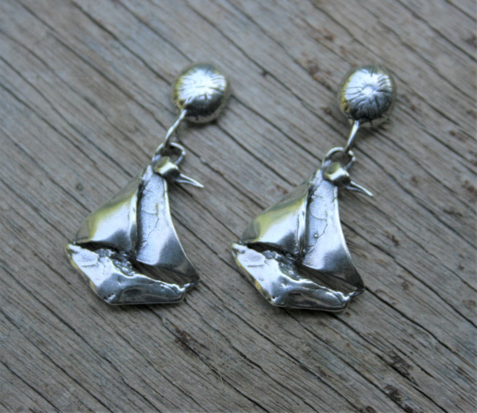 silver sailboat earrings