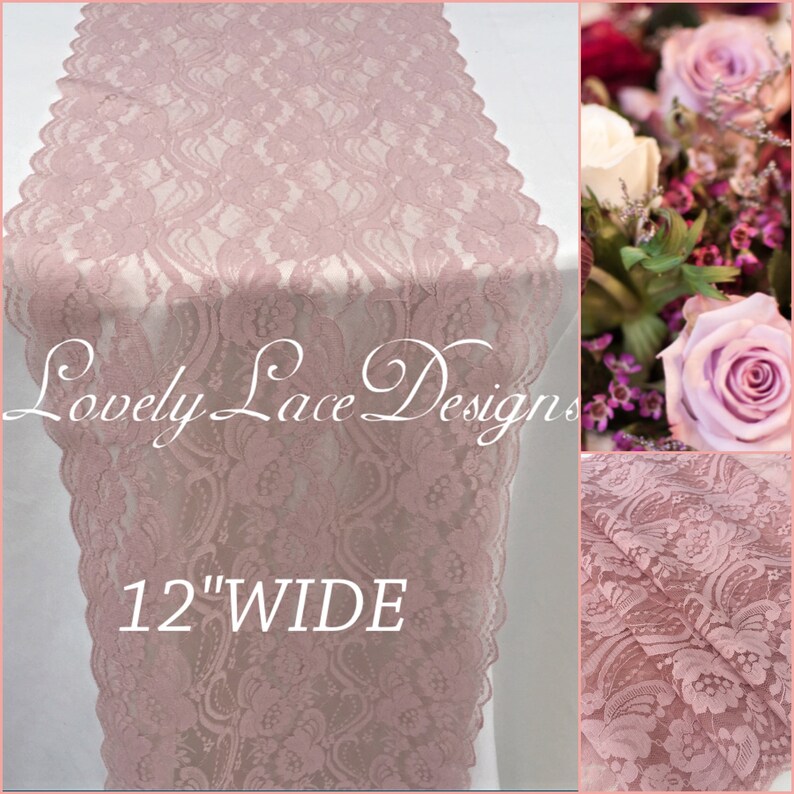 Dusty Rose/Lace Table Runner/12wide/3ft 10ft Etsy