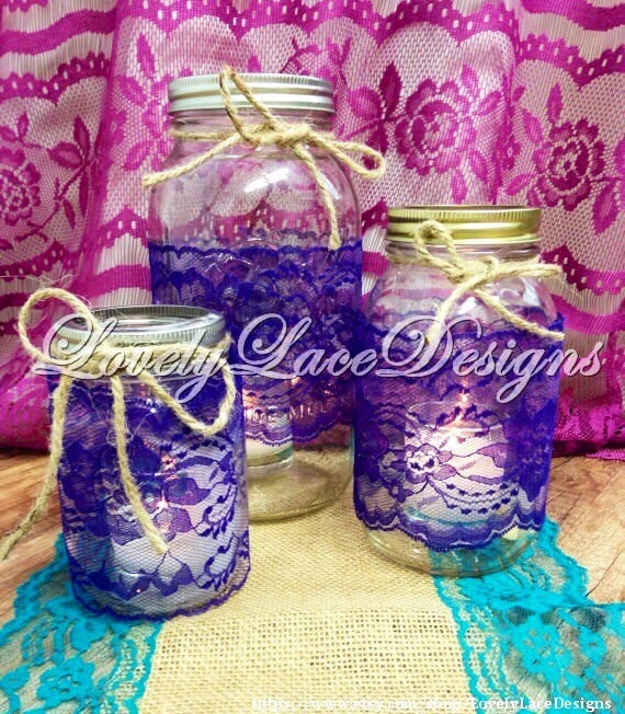 wedding decor purple lace trim mason jar lace 4 inch wide 10 yards