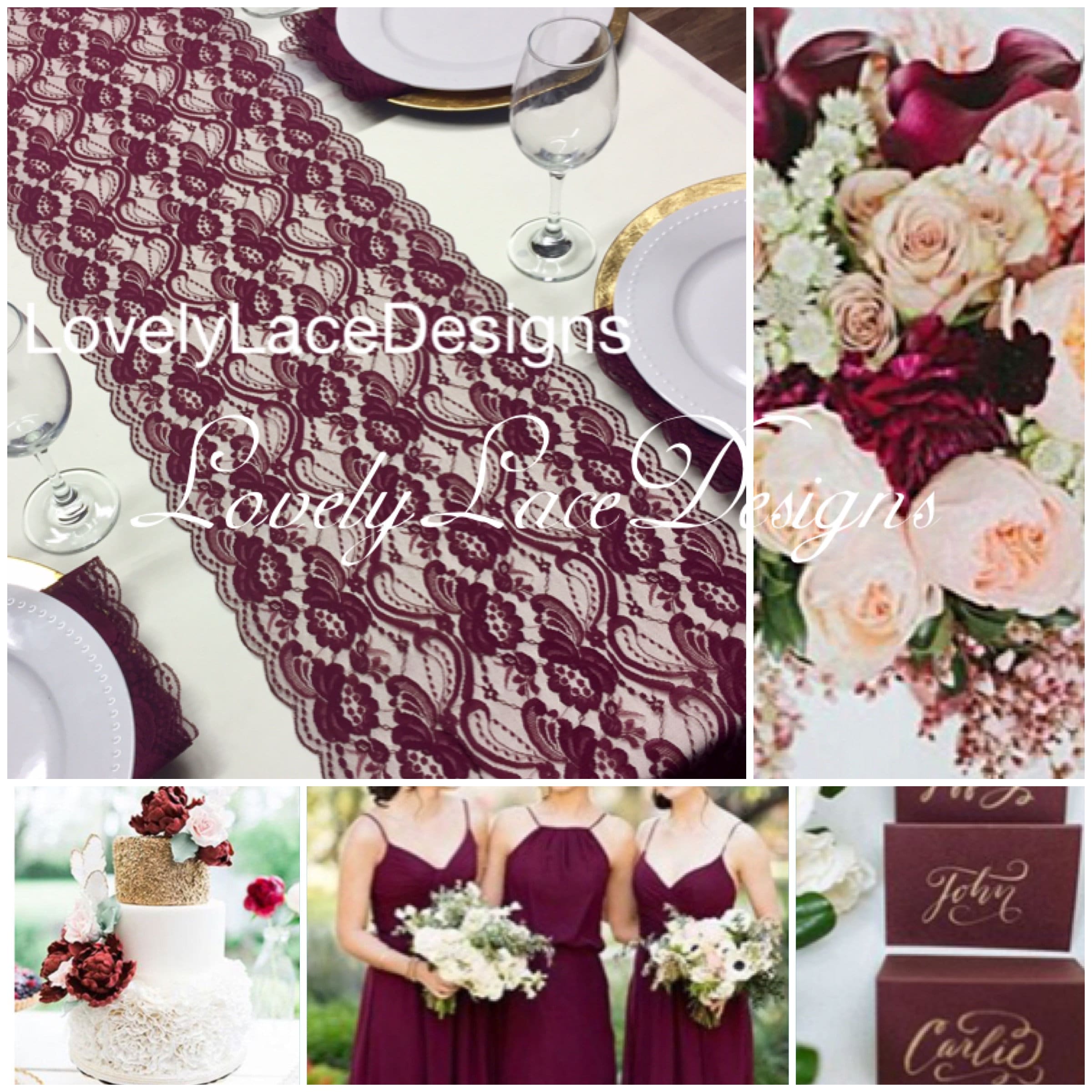 Lace Table Runner For Weddings Burgundy 12wide 3ft 10ft Long