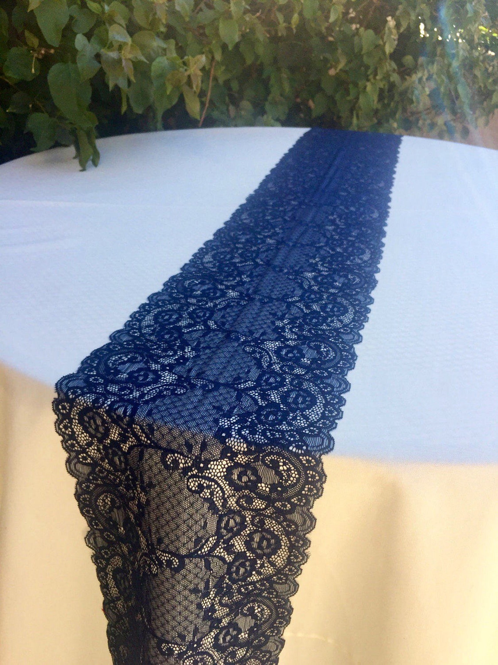 NAVY BLUE Lace/Table Runner/12ft20ft long x 8.25 Etsy